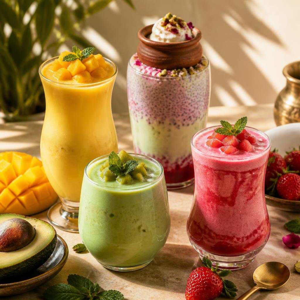 Colorful fresh juices and matka falooda